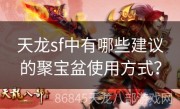 天龙sf中有哪些建议的聚宝盆使用方式？